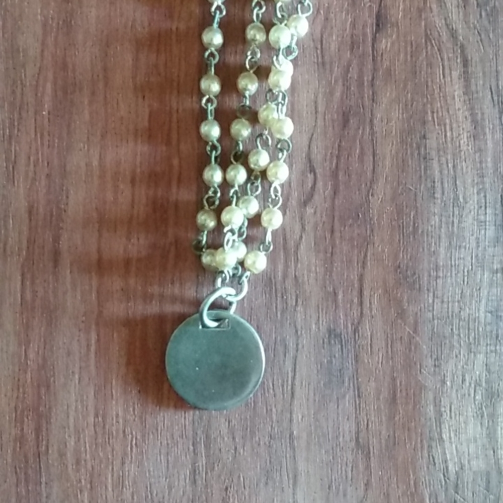 Pearl and blank medallion necklace